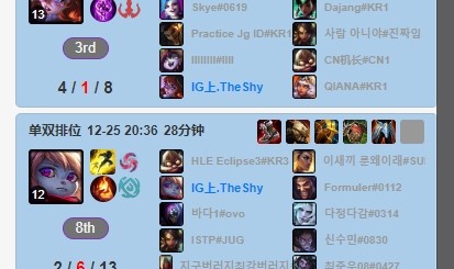 德杯出局后，Theshy排位选用阿萝拉、扇子妈、韦鲁斯、维克托、狼母